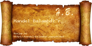Handel Balambér névjegykártya